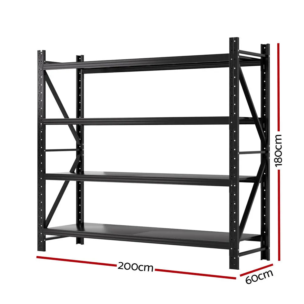 Giantz 2Mx1.8M Garage Shelving Warehouse Rack Pallet Racking Storage Shelf Black Chez Guru