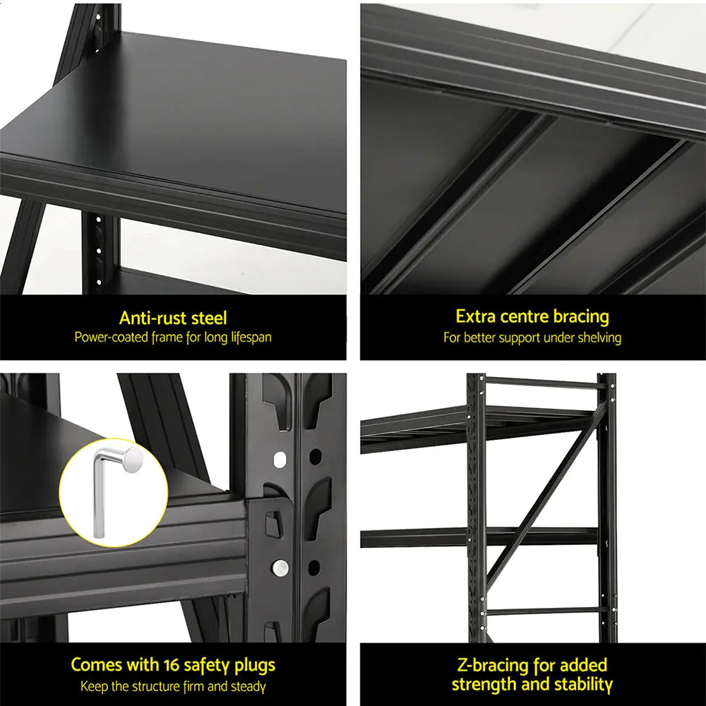 Giantz 2Mx1.8M Garage Shelving Warehouse Rack Pallet Racking Storage Shelf Black Chez Guru