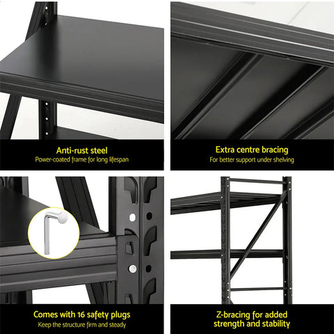 Giantz 2Mx1.8M Garage Shelving Warehouse Rack Pallet Racking Storage Shelf Black Chez Guru