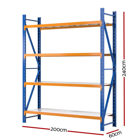 Giantz 2.4Mx2M Garage Shelving Warehouse Rack Pallet Racking Storage Shelf Blue Chez Guru