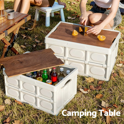 Gardeon Collapsible Outdoor Storage Box 50L Stackable Folding Camping Organizer