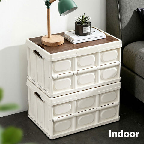 Gardeon Collapsible Outdoor Storage Box 50L Stackable Folding Camping Organizer