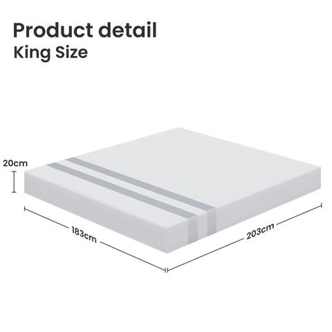 BedStory King Memory Foam Mattress 20cm Cooling Gel Foam Mattress in a Box Medium Soft Feel