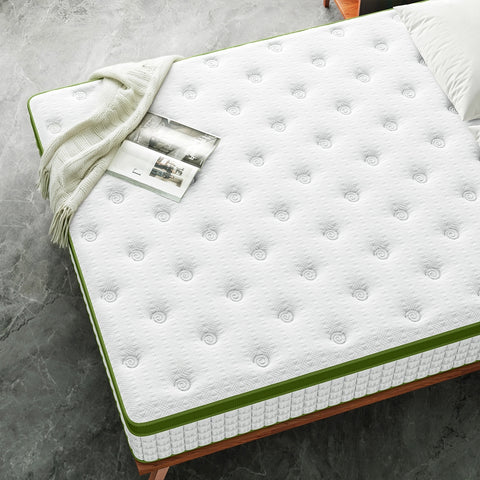 BedStory 34cm Queen Latex Hybrid Mattress Medium Firm - 5 Zone Pocket Spring Bed for Pressure Relief Motion Isolation